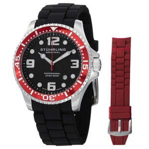 Relógio Masculino Stuhrling Aquadiver 675 Quartzo 44mm Vermelho