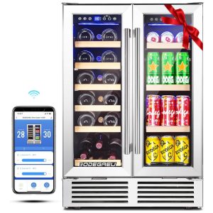 Adega Climatizada Dupla para 19 Garrafas e 57 Latas com Controle via APP 110V BODEGA Aço Inoxidável