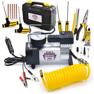 Compressor de Ar Portátil 12V 150 PSI 180W kit de reparo de pneus e Led de emergência WE LOVE TO DRIVE 4350287745 Prateado