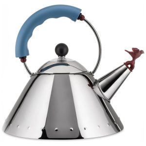 Chaleira 1.5L com Apito e Cabo ergonômico Aço Inoxidável ALESSI 9093 Azul