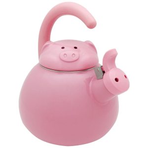 Chaleira de Chá 2.1 Litros em Esmalte com Apito UP Porco Rosa