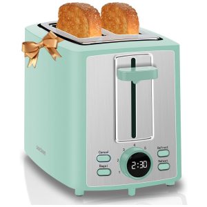 Torradeira Elétrica 2 Fatias com 7 Níveis de Tostagem e Visor LCD 110V 900W SEEDEEM Azul