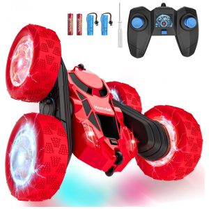 Carrinho de controle remoto STEM Hamdol Glow Red Fighter 4WD com luzes LED e giros 360°