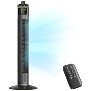 Ventilador de Torre com 3 Velocidades Controle remoto e Silencioso 110V 50W Simples Deluxe Preto