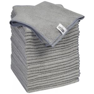 Pano de Limpeza de Microfibra Anti Arranhões Lavável e Reutilizável 24 UN Rubbermaid Cinza
