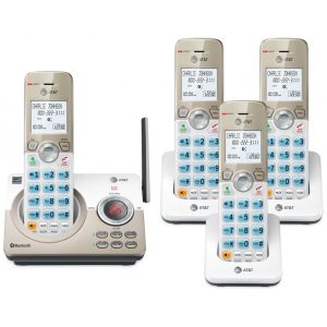 Telefone Sem Fio Expansível AT&T DL72419 Branco 4 Handsets Tela 18” Iluminada Bloqueio Inteligente Chamadas Bluetooth
