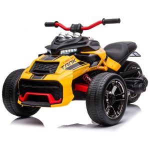 Triciclo Moto Elétrica Infantil 24V ATV com 3 Rodas para Meninos e Meninas LUIBAS Amarelo