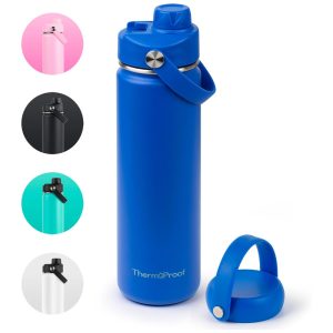 Garrafa Térmica para Água 650mL em Aço Inoxidável com Isolamento a Vácuo de Parede Dupla e 2 tampas à Prova de Vazamento Better Life Innovations Azul