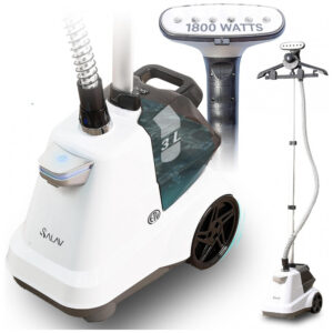 SALAV Vaporizador de Roupas Comercial de Tamanho Grande - Modelo Pesado, Com Pedais e Reservatório de Água Extra Grande de 3L (101,5 oz), 1800 watts,