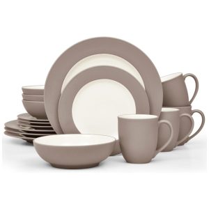 Aparelho de Jantar para Todas as Ocasiões Elegância e Sofisticação para Sua Mesa com 16 Peças Formato Redondo e Material de Cerâmica sem BPA Noritake Marrom