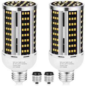Pacote com 2 Lâmpadas LED de Milho de 35W Branco Quente 3000K - Equivalente a 300W Base E26/E39 para Áreas AmplasYANYCN