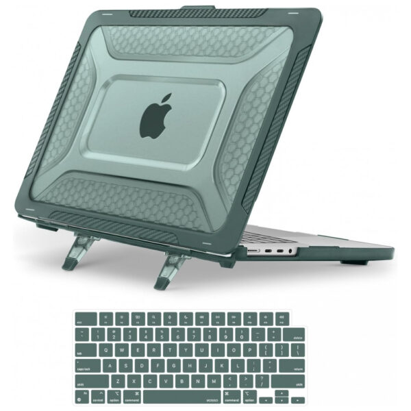 MOSISO Capa Rígida para MacBook Pro 16" 2025-2021, TPU Anti-Choque com Kickstand Dobrável e Teclado, Verde Esmeralda