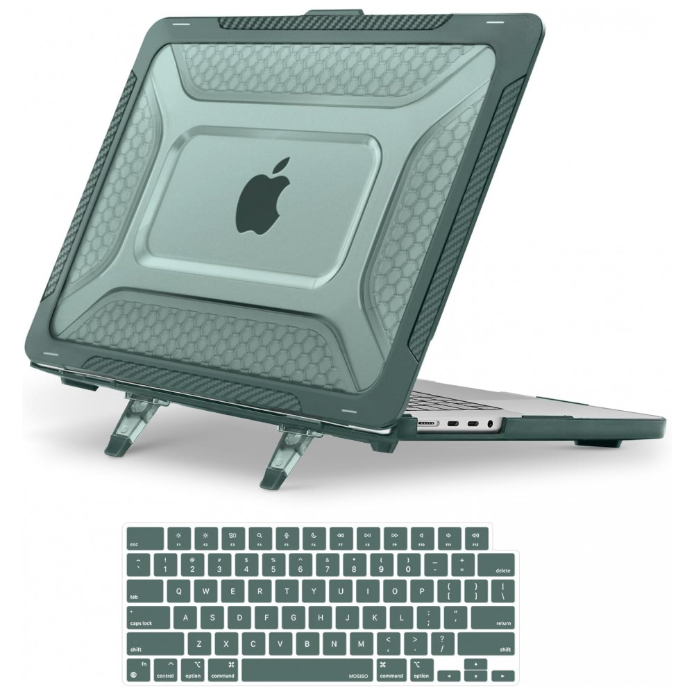 MOSISO Capa Rígida para MacBook Pro 16" 2025-2021, TPU Anti-Choque com Kickstand Dobrável e Teclado, Verde Esmeralda