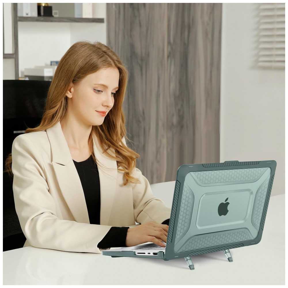 MOSISO Capa Rígida para MacBook Pro 16" 2025-2021, TPU Anti-Choque com Kickstand Dobrável e Teclado, Verde Esmeralda - Imagem 6