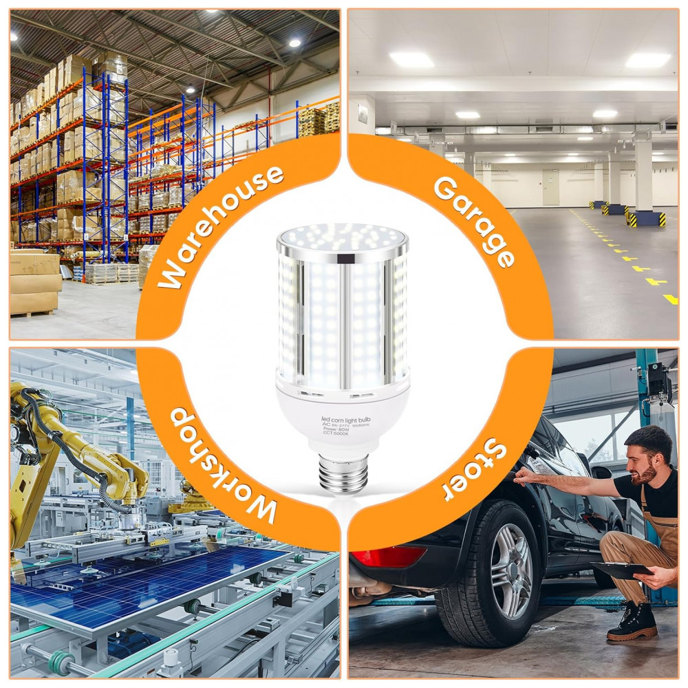 Pacote com 5 Lâmpadas de Milho LED de 80W, Equivalente a 800 Watts, Base E26/E39, 5000K Luz do Dia 11,600LM,XYCN - Imagem 6