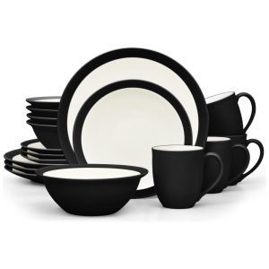 Aparelho de Jantar para Todas as Ocasiões com 16 Peças Formato Redondo e Material de Cerâmica Noritake Preto