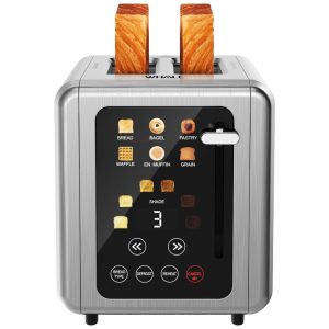 Torradeira em Aço Inoxidável 2 Fatias com Tela Digital Temporizador e 6 Opções de Tostagem 110V 850W WHALL Prata