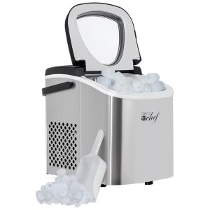 Máquina de Gelo com Capacidade para 11 kg em 24H Alça Colher e Cesta de Gelo 110V Deco Prata