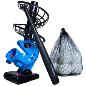 Lançador de Bolas Automático Infantil com Ângulo Ajustável Bateria Taco e 12 Bolas Furlihong 380BH Azul