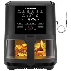 AirFryer Programável 5 Litros com 8 Modos e Controle Digital CHEFMAN 110V 1300W Preta