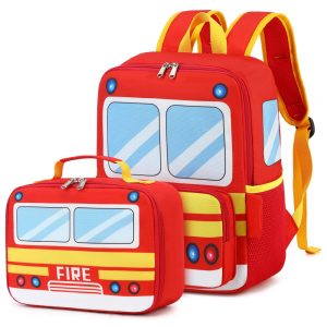 Mochila infantil escolar ônibus escolar 3D com lancheira térmica poliéster amarelo
