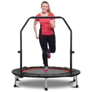 40 por 48 mini trampolim para adultos e crianças exercitam rebote com barra ajustável de fitness trampoline