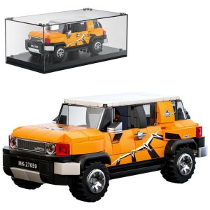 Kit de Construção Carro Toyota Land Cruiser SUV com 414 Peças e Vitrine de Acrílico para Crianças Acima de 8 Anos Mold King Laranja