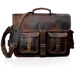 Bolsa Pasta de Couro Vintage para Laptop CUERO Marrom