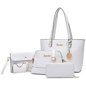 Bolsa de mão para mulheres carteira sacola bolsas de ombro com alça superior 5 peças conjunto de bolsa SOPERWILLTON