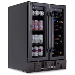 Adega Climatizada de Zona Dupla para 18 Garrafas e 60 Latas em Aço Inoxidável 110V 100W NewAir Preta
