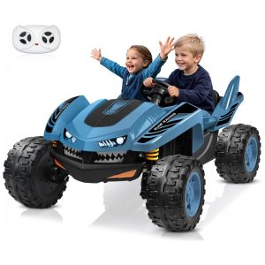 Carro Elétrico Infantil ANPABO Azul 24V 2 Lugares 4 Motores 200W Off-Road UTV Pneus EVA Suspensão Controle Bluetooth 5.1km/h
