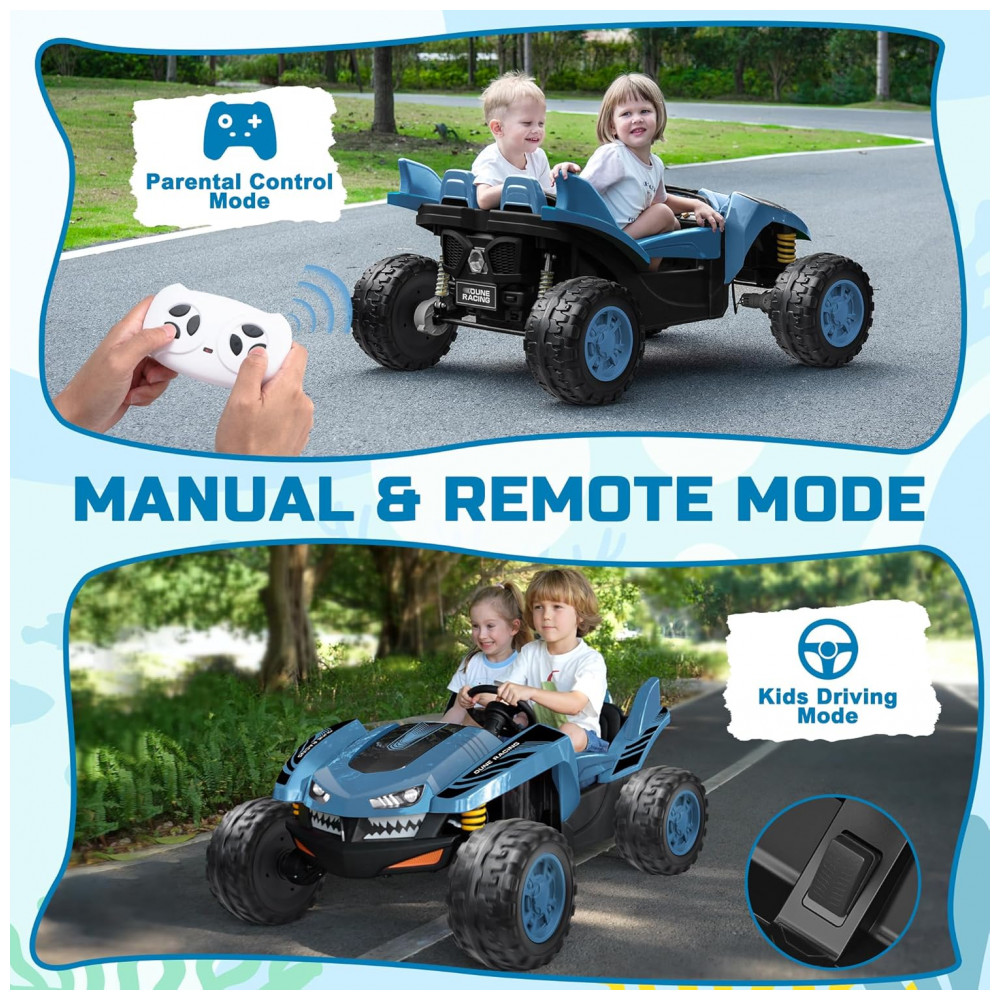 Carro Elétrico Infantil ANPABO Azul 24V 2 Lugares 4 Motores 200W Off-Road UTV Pneus EVA Suspensão Controle Bluetooth 5.1km/h - Imagem 5