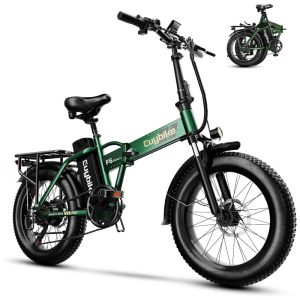 Bicicleta Elétrica Dobrável bluebiko F6B com Motor Brushless 750W (Pico 1000W) Bateria Removível 48V 20Ah Freios a Disco Duplos e Sistema de Transmissão 7 Velocidades e autonomia de 128km VERDE