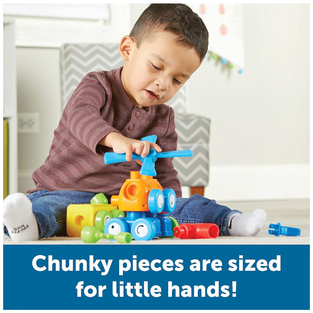 Learning Resources 1-2-3 Build It! Robot Factory – Kit de Construção STEM com 18 Peças Grandes para Crianças a partir de 2 anos - Imagem 4