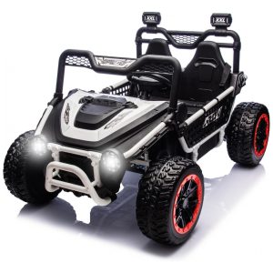 UTV Infantil Elétrico Sopbost Branco 24V 2 Lugares XXL 4 Motores 75W 4WD Pneus EVA Controle Remoto Bluetooth Estrutura Metálica