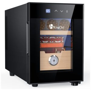 Umidor Elétrico para Charutos 16L com Prateleiras e Higrômetro 110 Volts KingChii Preto