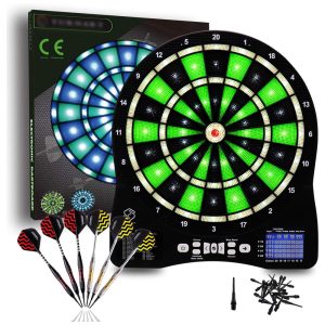 Jogo De Dardos Eletrônico Segmentos Iluminados Jogos com Luz Durabilidade Profissional com Pontuação 8 jogadores.Turnart