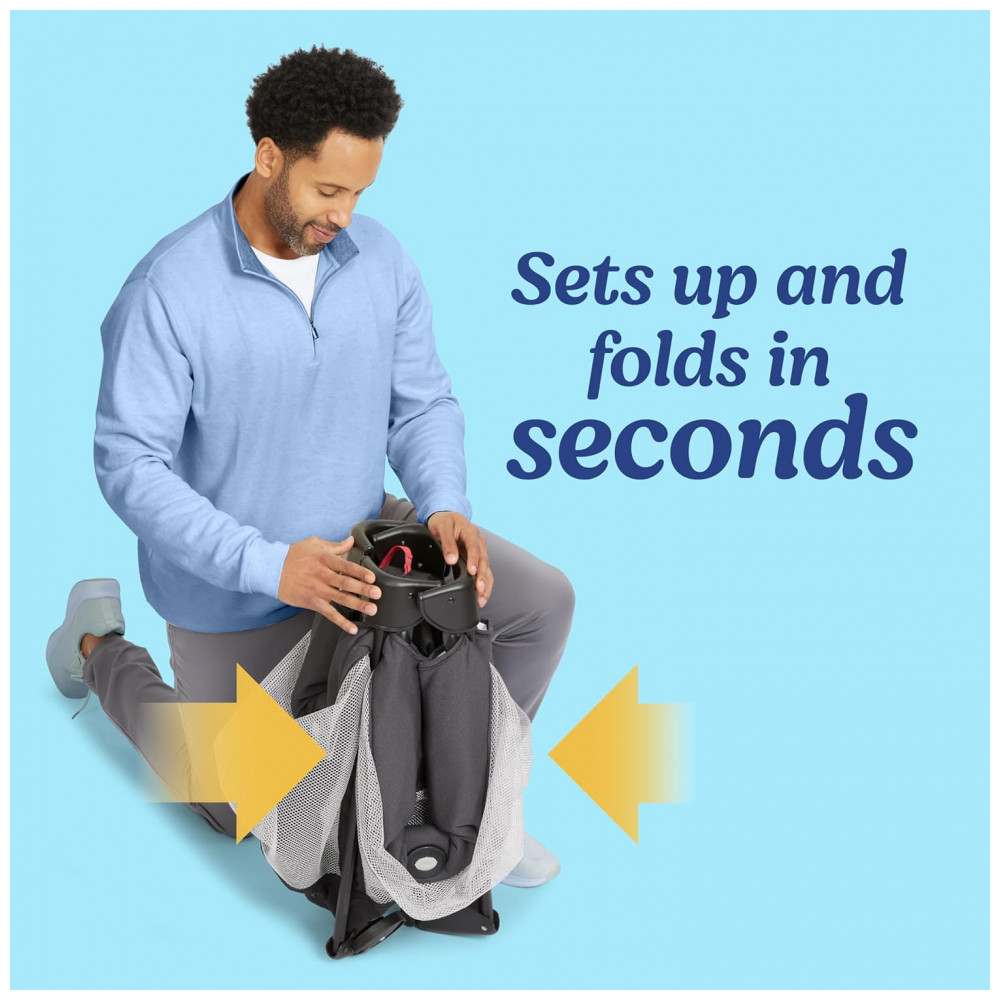 Berço Cercado Portátil com Barra de Brinquedos e Rodas Graco Preto - Imagem 4