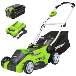 Cortador de Grama sem Fio Greenworks 40V Leve e Ágil com Bateria de 4.0Ah e 45 Minutos de Autonomia