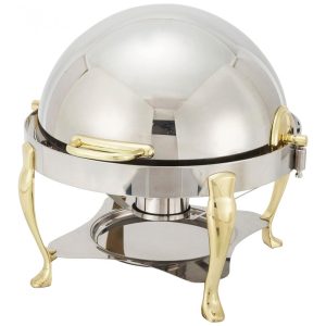 Rechaud Redondo 6 L em Aço Inoxidável com Detalhes Dourados Winco