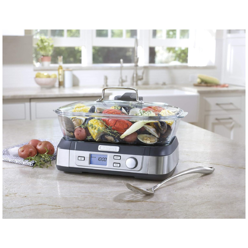 Panela Elétrica Vaporizador Digital de Vidro 5L 1800W 110V CUISINART STM 1000 Prateado - Imagem 5