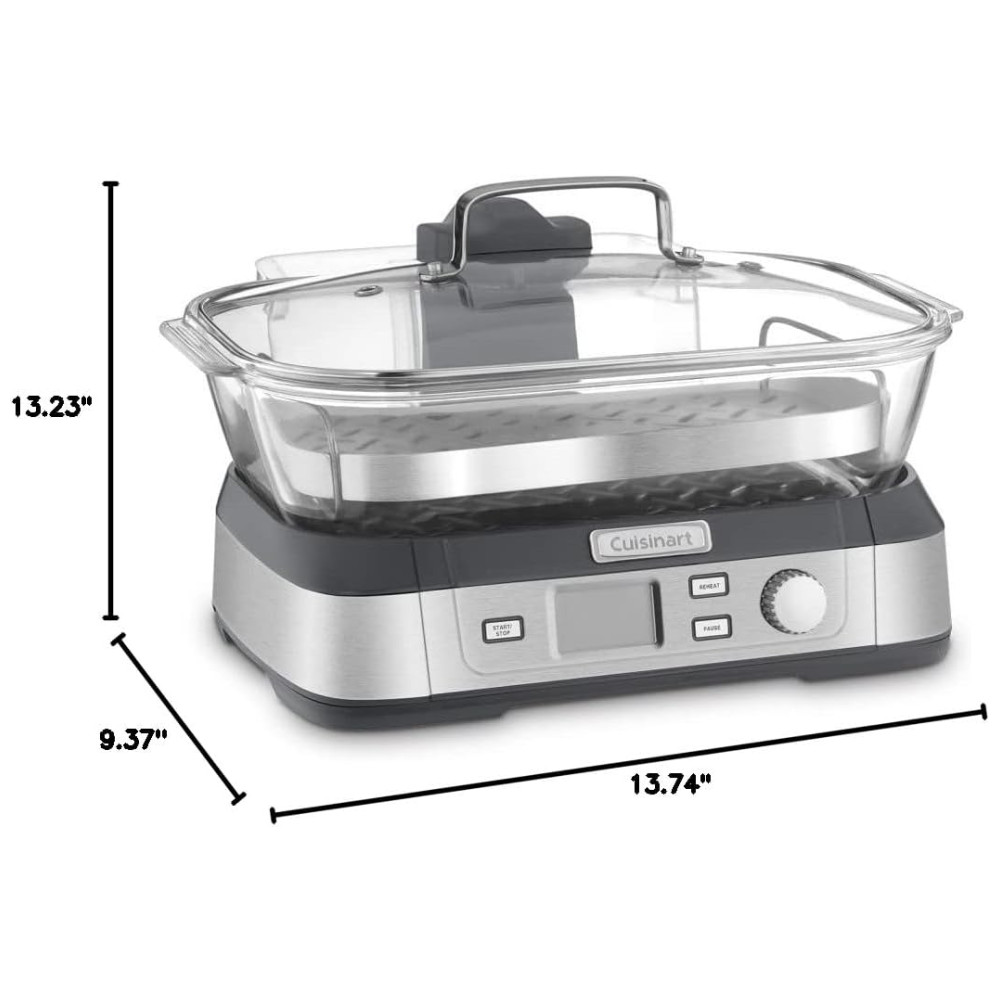 Panela Elétrica Vaporizador Digital de Vidro 5L 1800W 110V CUISINART STM 1000 Prateado - Imagem 6