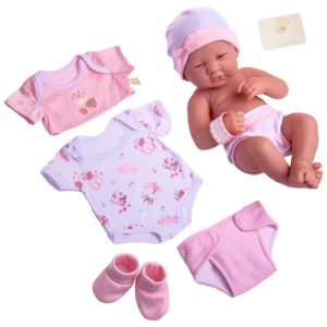 Bebê Recém-Nascido Newborn Boneca para Bebê 8 peças JC Toys La Newborn Nursery 35 cm Boneca Realista com Acessórios Rosa