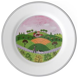 Prato para Salada ou Aperitivo de 22 cm com Tema Hunter & Dog Formato Redondo e Material de Porcelana Villeroy Boch Branco Colorido