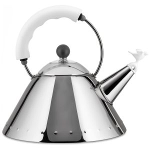Chaleira 1.5L com Apito e Cabo ergonômico Aço Inoxidável ALESSI 9093 W Prateado
