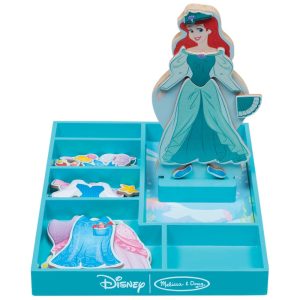 Kit Boneca Magnética de Madeira Disney Ariel com 30 Peças para Crianças Acima de 3 Anos Melissa & Doug Azul