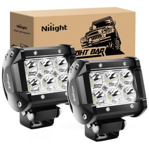 Farol de Milha LED Offroad com 1260 Lúmens e Luz Branca 30V 18W 2Un Nilight Preto