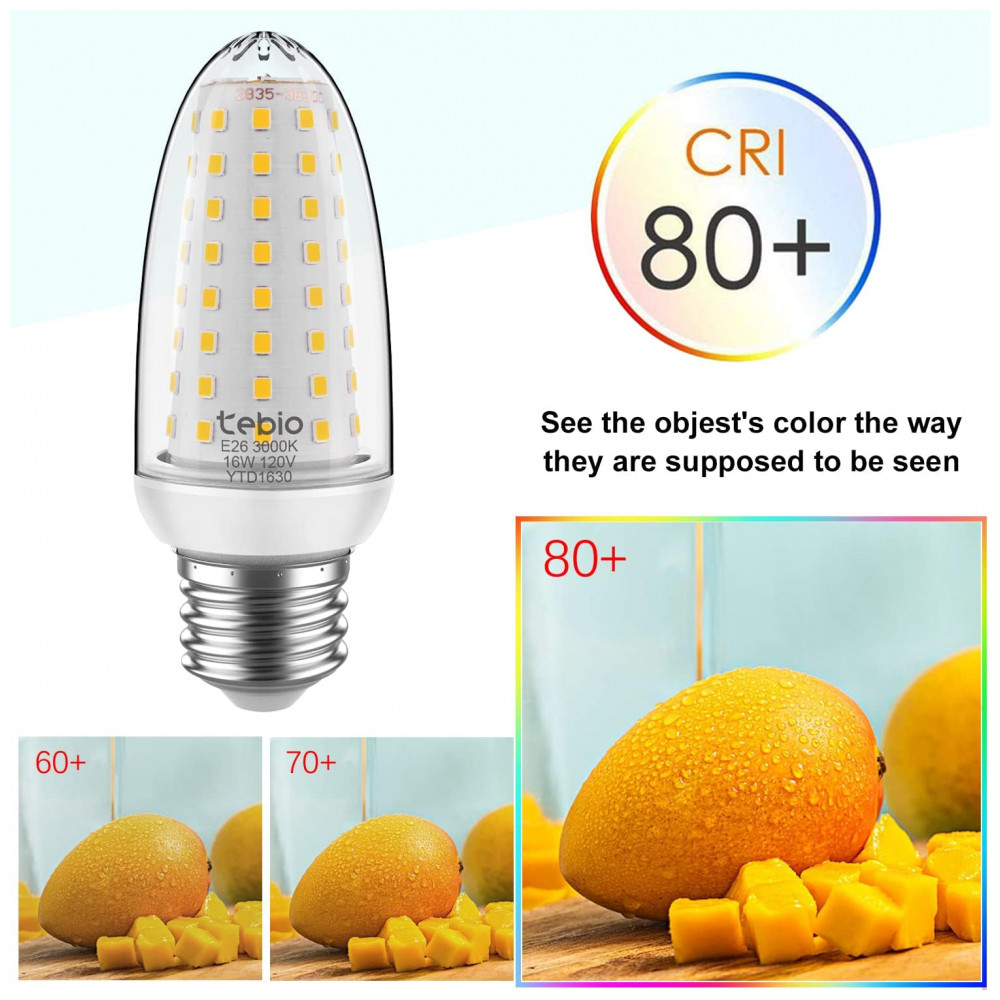 Lâmpada de Milho LED 16W Equivalente a 120W 1600 Lúmens Branco Quente 3000K E26E27 Lâmpadas de Vela LED para Casa Brilhante Pack de 4, Branco Quente 1 - Imagem 4