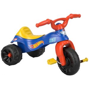 Triciclo Infantil com Cores e Gráficos Hot Wheels para crianças de 2 a 5 Anos Fisher Price Vermelho e Azul