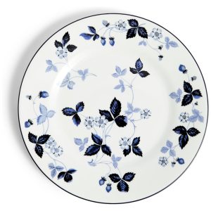 Prato para Saladas e Sobremesa de 20 cm Elegância e Praticidade em Sua Mesa com Formato Redondo e Material de Porcelana Fina Wedgwood Branco e Azul